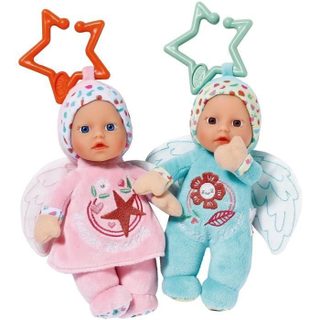 2 Poupées Chiffons Anges - 18cm - Peut Se Fixer - Hochet Intégré - Tout Doux - A Partir De 0 Mois
