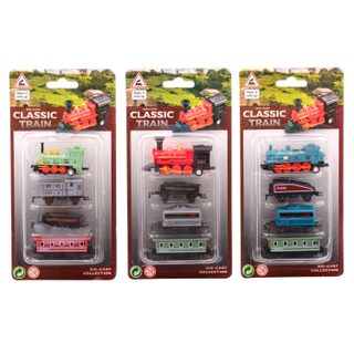 Locomotive De Retrait Moulé Avec 3 Wagons - Jouet Éducatif