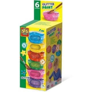 Gouache A Paillettes (6x45ml) - Ses Creative - Bonne Qualité, Couleurs Vives Et Opaques - Emballage Pratique Et Compact