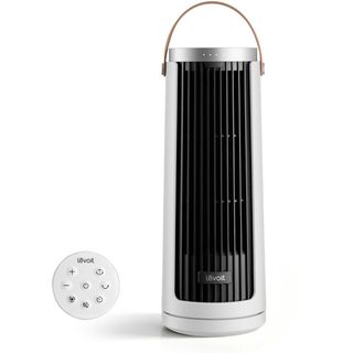 Ventilateur Vertical Sans Fil Rechargeable Levoit Windi Mini Plus 5 Vitesses Oscillation 90° Noir Blanc 12,5 X 12,5 X 34 Cm