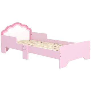 Lit Enfant Design Girly Motif Nuage Avec Sommier À Lattes Rose Blanc