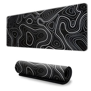 Grand Tapis De Souris – Tapis De Bureau Avec Motif Topographique Black M