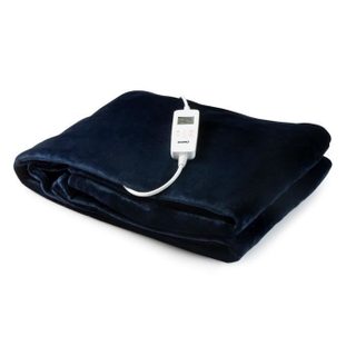 Couverture Chauffante - 10 Positions De Chaleur - Molleton Flanelle - 180x130 Cm - Bleu Foncé