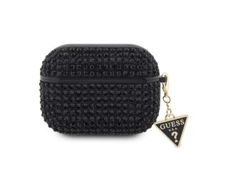 Coque Pour Airpods Pro 4g Diamond Avec Charm Triangle Scintillant Ornée De Strass Noir Guess