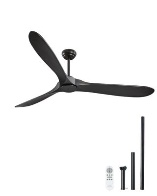 Vevor Ventilateur Plafond Sans Lumière 180 Cm, 3 Pales Bois, Télécommande. Moteur Cc Réversible, Noir.