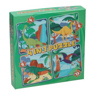 Puzzle 4 En 1 Dino Puzzle Pour Enfants Avec Dinosaures Colorés