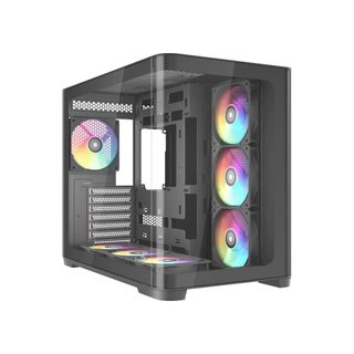 Boîtier Pc Cube Sama V60 Noir Verre Trempé Atx Double Compartiment 7 Ventilateurs Argb 120mm