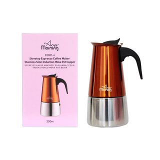 Cafetière Espresso Any Morning Inox 300 Ml Résistante Facile À Nettoyer Cuivre