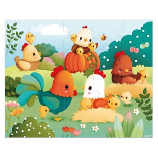 Puzzle Juratoys-janod Bienvenue À La Basse Cour 27x21,5 Cm 20 Pièces Bleu Bois