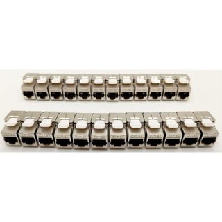 Pack De 24 Keystone Rj45 Cat.6a Blindée Stp 360° Court Gris Lineaire