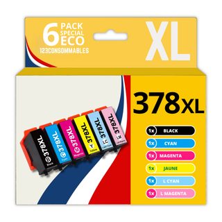 123consommables - 378xl - Pack De 6 Cartouches D'encre Compatible Avec Epson 378xl Multipack Pour Ep