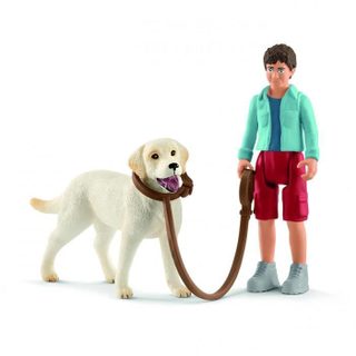 Schleich - Figurine Promenade Avec Labrador Retriever