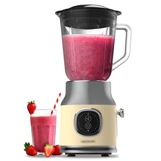 Cecotec Blender Mixeur Retrotwist Yellow. Puissance Maximale 800 W, Bol En Verre D’une Capacité De 1 L, 4 Lames Avec Rev