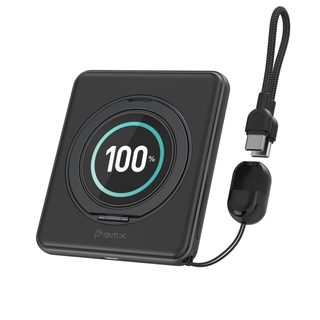 Batterie Externe Bmx Solidsafe Duo 5000 Mah Qi2 Noir Iphone Pliable