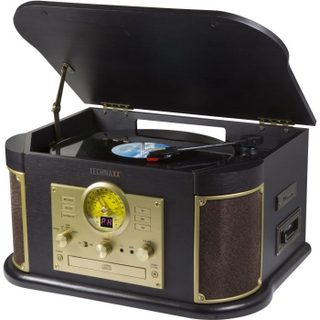 Platine Vinyle Retro All-in-one Tx-103 - Fonction Numériseur - Phono, Cassette, Cd, Usb, Bluetooth, Sd, Aux–in, Fm Radio