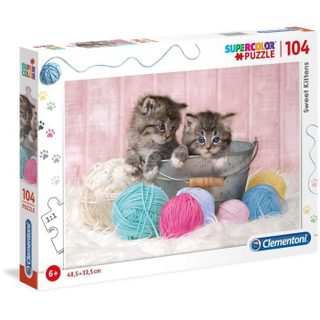 Puzzle 104 Pieces - Chatons Et Pelotes - 48 X 33 Cm