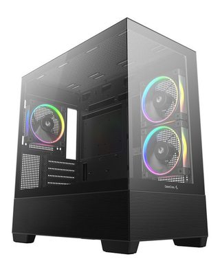 Boîtier Pc Deepcool Gaming Cg380 3 Moyen Tour Noir Argb Avec Panneau Latéral En Verre Transparent