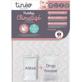 Tinã‰o Matelas Climatisé 60x120 Cm + Drap Housse + Alese (lot)