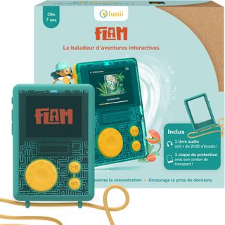 Lunii - Pack FLAM avec coque verte – Baladeur audio interactif 7-11 ans avec 2h45 d’histoires incluses