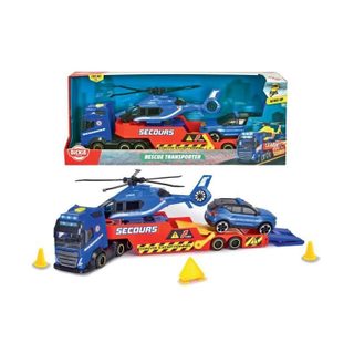 Diamond Football Company Camion Porteur 40cm + Hélicoptère + Véhicule de Gendarmerie - Dickie