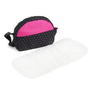 Sac À Langer Pour Poussettes De Poupées. Marine Et Rose À Pois
