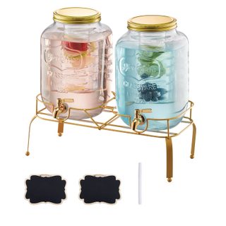 Vevor Distributeur De Boissons 8 L 2pcs En Verre Avec Support Pour Café