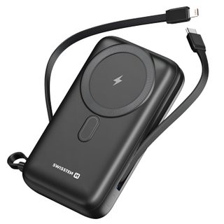 Powerbank Magsafe 20000mah Avec Câble Usb-c / Lightning Intégrés Qi 20w Compact Noir Swissten