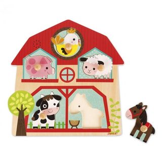 Puzzle Sonore Janod Copains Ferme 5 Pièces Bois Multicolore