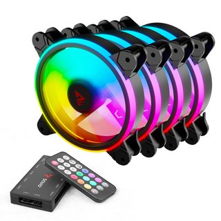 Savio Fan-01 4-pack 120mm Argb Fan Including Controller And Remote Control Boitier Pc Ventilateur 12 Cm Noir 4 Pièce(s)
