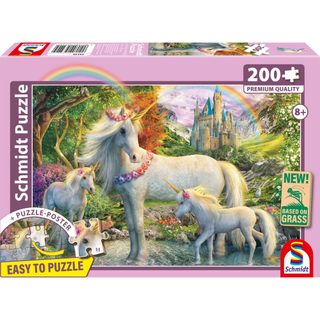 Puzzle 200 Pièces Licorne Et Poulains À Base D'herbe Rose Lavande 43 X 29 Cm Schmidt Spiele