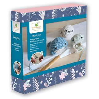 Lovely Box Amigurumi Animaux De La Mer Fil Coton Vert D’eau 17.5x16.5x4 Cm Sycomore