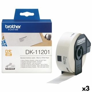 Etiquettes Pour Imprimante Brother Dk-11201 Blanc 29 X 90 Mm Noir Noir/blanc (3 Unités)