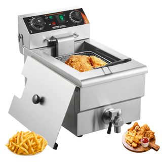 Vevor Friteuse Commerciale 3000w, Bain D'huile Électrique Avec Panier, Inox 9l, Contrôle Temperature.