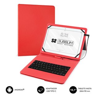 Subblim Sub-kt1-usb002 Clavier Pour Tablette Qwerty Espagnole Micro-usb Rouge