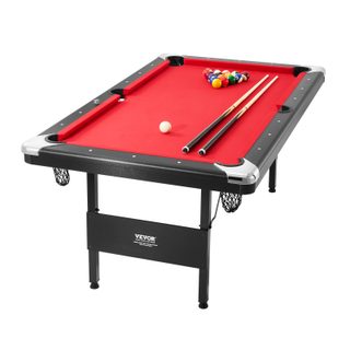 Vevor Table De Billard Pliable 192cm, Kit Complet Accessoires, Couleur Noir/tissu Rouge, Pour Maison, Club.
