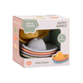 Bateaux De Bain Écologiques Johntoy Happy World En Bioplastique - Set De 5