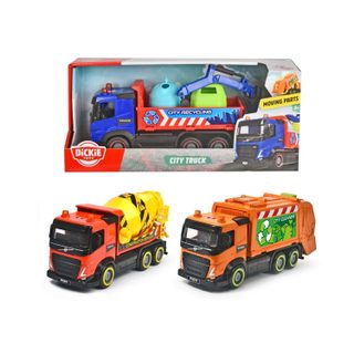 1 De 3 Camions Différents, Bétonnière, Camion De Recyclage Ou Ramassage D'ordures, Avec Mécanisme À Friction