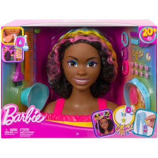 Tête À Coiffer Métisse Noire Barbie Mèches Arc En Ciel 22 Pièces - Color Reveal - Mattel