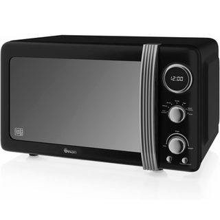Retro Micro-ondes Numérique 20l, 5 Niveaux Puissance, Décongélation, Minuterie Swan Sm22030lbneu Noir 800w