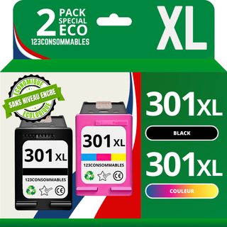 123consommables - 301xl Cartouches D'encre Remplacement Pour Hp 301 Xl Noir Et Couleur Grande Capaci