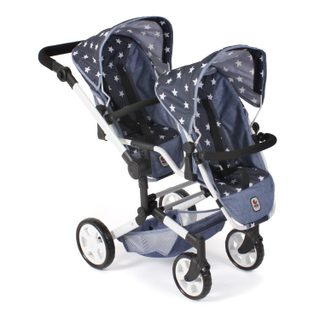 Poussette De Poupée Linus Duo Bleu Étoiles