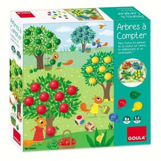 Jeu Éducatif - Arbres A Compter - Pommes En Bois Et Dés
