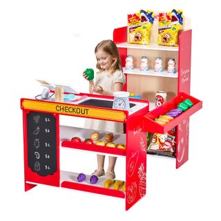 Vevor Supermarché Enfants Marchande Jeu D'épicerie Magasin En Mdf 72x90x89 Cm