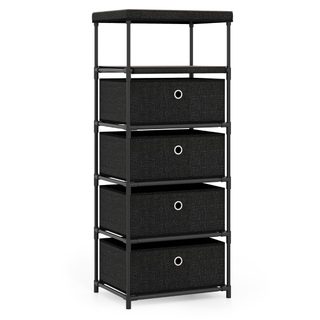Commode En Tissu À Quatre Tiroirs Avec Plateau Et Étagère