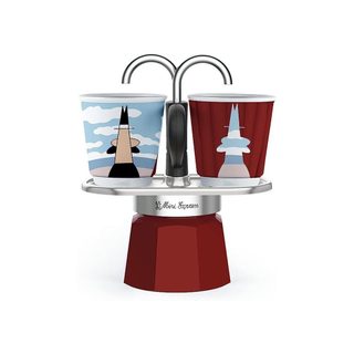 Cafetière Moka Bialetti Mini-express Magritte Inox/red 90 Ml