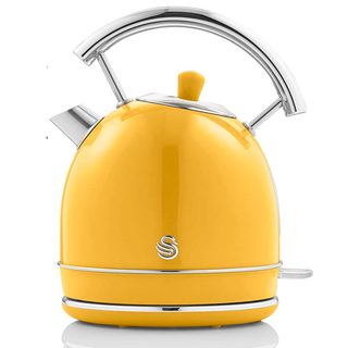 Retro Bouilloire, 1,8 L, Acier Inoxydable Sans Bpa, Résistance Cachée, Sans Fil Swan Sk14630yelneu Jaune 3000w
