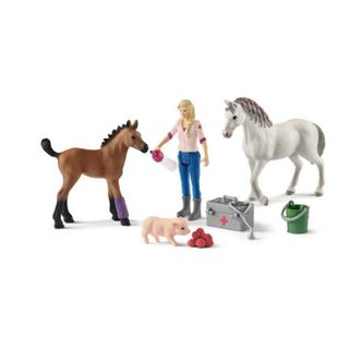 Schleich Visite Du Vétérinaire Pour La Jument Et Le Poulain - 42486 - Farm World - Mixte