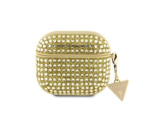 Coque Pour Airpods 3 4g Diamond Avec Charm Triangle Scintillant Ornée De Strass Dorée Guess