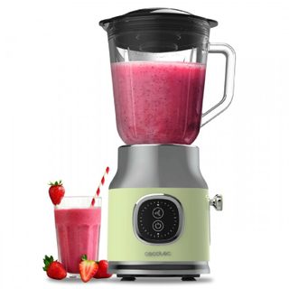 Cecotec Blender Mixeur Retrotwist Green. Puissance Maximale 800 W, Bol En Verre D’une Capacité De 1 L, 4 Lames Avec Revê