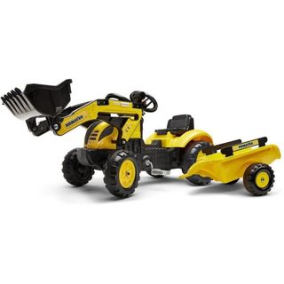 Tractopelle À Pédales Falk Komatsu Seau Avant Articulé Remorque Corne 2-5 Ans